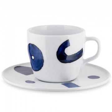 Coffee Cup With Saucer Itsumo Yunoki Ware NF08/87S 210ml White-Blue Alessi