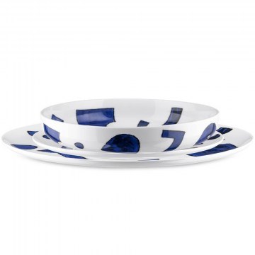 Dinner Plates Itsumo Yunoki Ware (Set 12Pcs) NF08S12 White-Blue Alessi