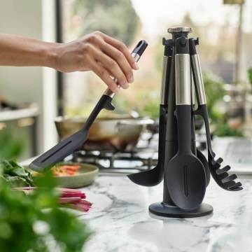 Cooking Tools On A Rotating Base Elevate (Set 6Pcs) 10567 Inox-Black Joseph Joseph
