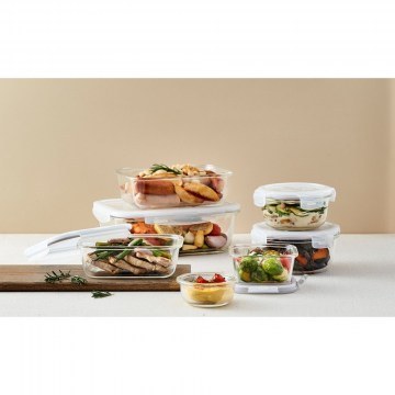 Fireproof Food Container Euro LLG234 18,5x18,5x8,2cm 1,4lt Clear Lock&Lock