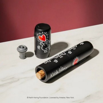 Rechargeable Bottle Opener & Pump Keith Haring (Set 2Pcs) 94004606 Black Vacu Vin