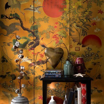 Wallpaper Byobu Metallic Edition WP20295 Gold-Green-Red Mind The Gap