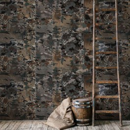 Wallpaper Camo Brown WP20202 Green-Grey-Brown-Black Mind The Gap BROWN-GREY