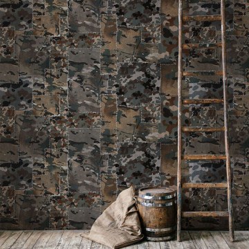 Wallpaper Camo Brown WP20202 Green-Grey-Brown-Black Mind The Gap