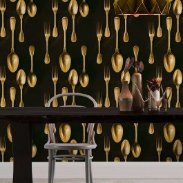 Ταπετσαρία Cutlery Brass WP20246 Brass-Black MindTheGap BLACK-GOLD