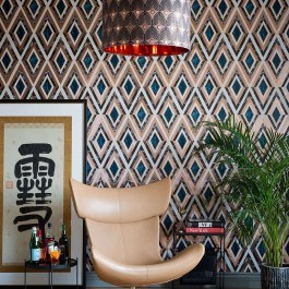 Wallpaper Diamonds In Copper WP20291 Black-Ivory-Blue-Copper Mind The Gap COPPER