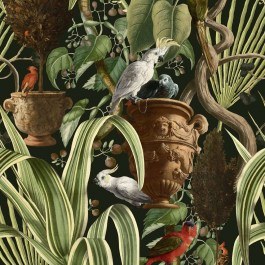 Wallpaper Exotic Menagerie Dark WP20463 Green-Brown-Black-Red Mind The Gap BLACK-GREEN