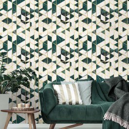 Wallpaper Gramercy Ivory WP20287 Green-Ivory-Gold Mind The Gap GOLD-GREEN
