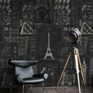 Wallpaper Grand Eiffel Anthracite WP20218 White-Anthracite Mind The Gap
