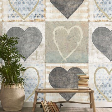 Wallpaper Heart WP20271 Taupe-Grey-Blue Mind The Gap
