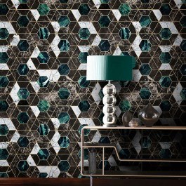 Wallpaper Hexa Onyx WP20294 Green-Black-White-Gold Mind The Gap BLACK-GREEN