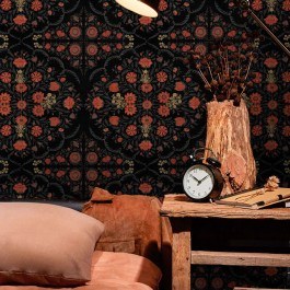 Ταπετσαρία Hindu Bloom Anthracite WP20407 Red-Gold-Black MindTheGap BLACK-RED
