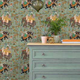 Wallpaper Hindustan Aquamarine WP20257 Brown-Green-Red-Blue Mind The Gap BROWN-BLUE
