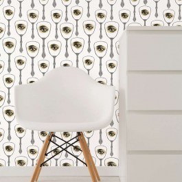 Ταπετσαρία Mirror's Eye Neutral WP20082 Blue-Yellow-Brown-Sepia MindTheGap WHITE-BEIGE