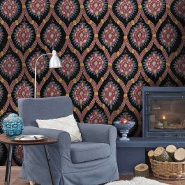 Ταπετσαρία Ottoman Anthracite WP20306 Red-Black-Yellow-Blue MindTheGap BLACK-RED