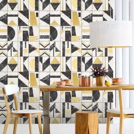 Wallpaper Soho Brass WP20352 Taupe-Black-Gold Mind The Gap YELLOW-BLACK