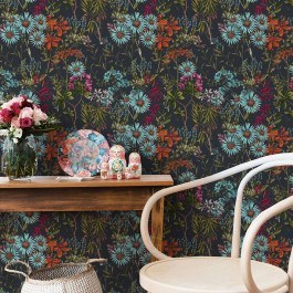 Ταπετσαρία Summerish Charcoal WP20309 Green-Blue-Red-Black MindTheGap BLACK-MULTI