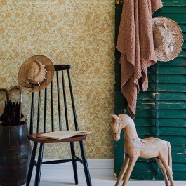 Wallpaper Backyard Flowering Seacrest WP30005 Olive-Mustard MindTheGap MUSTARD-OLIVE