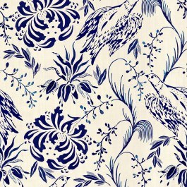 Wallpaper Folk Embroidery Blueprint WP30013 Blue MindTheGap BLUE