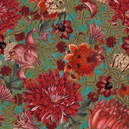 Wallpaper The Flowering Bluebird WP20552 Red-Turquoise MindTheGap RED-BLUE