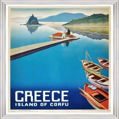 Frame Greece Travels Posters - Island Of Corfu Fa13369 70X90Cm Blue-Multi Mindthegap