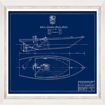 Frame Tugboats Blueprints Ii Fa13402 70X50Cm Blue Mindthegap