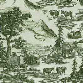 Wallpaper Toile Du Tyrol WP30146 52x1000cm Ecru-Green MindTheGap GREEN-ECRU