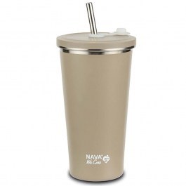 Ποτήρι - Θερμός Με Καλαμάκι We Care 10-110-046 Φ10x18,5cm 520ml Grey Nava GREY
