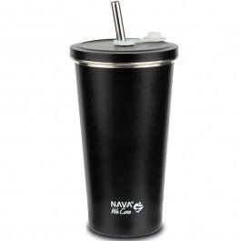 Ποτήρι - Θερμός Με Καλαμάκι We Care 10-110-045 Φ10x18,5cm 520ml Black Nava BLACK
