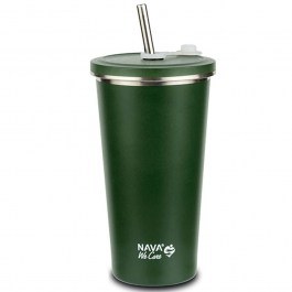 Ποτήρι - Θερμός Με Καλαμάκι We Care 10-110-040 Φ10x18,5cm 520ml Green Nava GREEN