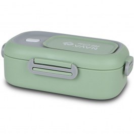 Food Container With Spoon-Fork We Care 10-262-007 21,5x13,5x21,5cm 800ml Green Nava GREEN