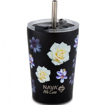 Ποτήρι - Θερμός Με Καλαμάκι We Care Floral 10-016-191 350ml Multi-Black Nava