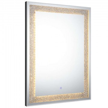 Wall Mirror With Led Light Hermine 2450233 50x70cm Glitter Effect Clear Mirrors & More