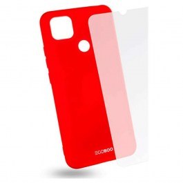 Θήκη & Γυαλί Προστασίας Για Xiaomi Redmi 9C (Σετ 2Τμχ) X9CTPUCORALGL Red Egoboo RED