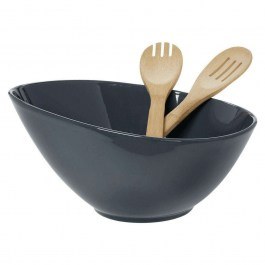 Σαλατιέρα Πορσελάνινη Με Κουτάλες Bamboo (Σετ 3Τμχ) 26.000.931 Iron Grey Cryspo Trio GREY