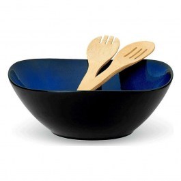 Σαλατιέρα Πορσελάνινη Με Κουτάλες Bamboo (Σετ 3Τμχ) 26.000.935 Black-Blue Cryspo Trio BLACK-BLUE