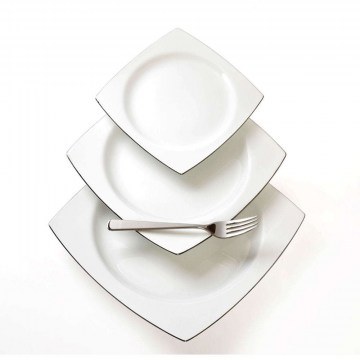 Σερβίτσιο Πιάτα Φαγητού Quadro (Σετ 72Τμχ) 55.001.30 White-Platinum Cryspo Trio