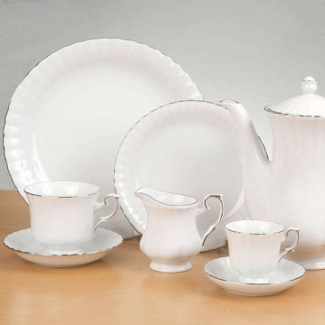 Tableware Dishes Ivona (Set 72Pcs) 36.001.30P White-Platinum Cryspo Trio
