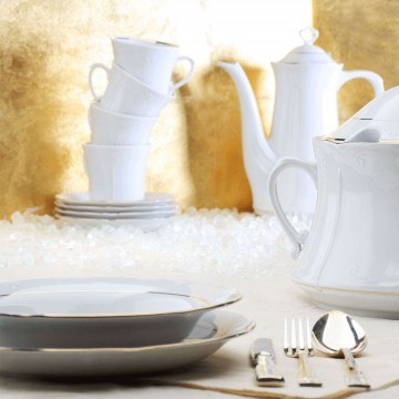 Σερβίτσιο Πιάτα Φαγητού Kamelia (Σετ 72Τμχ) 41.001.30G White-Gold Cryspo Trio