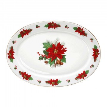 Πιατέλα Σερβιρίσματος Οβάλ Poinsettia 06.241.06 38cm Multi Cryspo Trio
