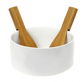 Salad Bowl With Serving Spoons (Set 3Pcs) 26.000.923 23x8,5cm White Cryspo Trio WHITE