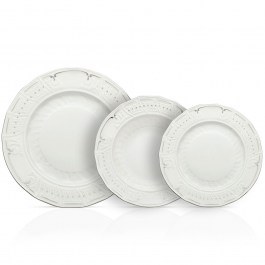 Σερβίτσιο Πιάτα Φαγητού Ro-co-co Platino (Σετ 72Τμχ) 90.020.79 White Cryspo Trio PLATINUM-WHITE