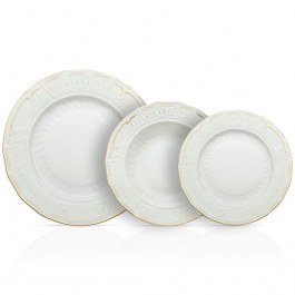 Σερβίτσιο Πιάτα Φαγητού Ro-co-co (Σετ 72Τμχ) 90.020.78 White-Gold Cryspo Trio WHITE-GOLD
