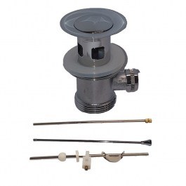 Washbasin Valve D144-IN With Overflow And Lid Satin Karag SATIN