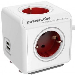 Πολύπριζο PowerCube 1406RD/DEEUPC Original Extended Usb 4/Θ & 2 Usb Καλώδιο 1,5m Red Allocacoc RED