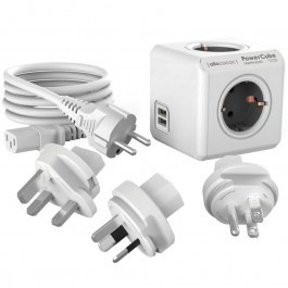 Πολύπριζο PowerCube 1811GY/DERU3P ReWirable 4/Θ & 3x Plugs IEC EU Καλώδιο 1m White-Grey Allocacoc WHITE-GREY