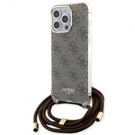 Θήκη Προστασίας 4G Logo GUHCP15XHC4SEW Με Λουράκι Χιαστί Για iPhone 15 Pro Max Brown Guess BROWN