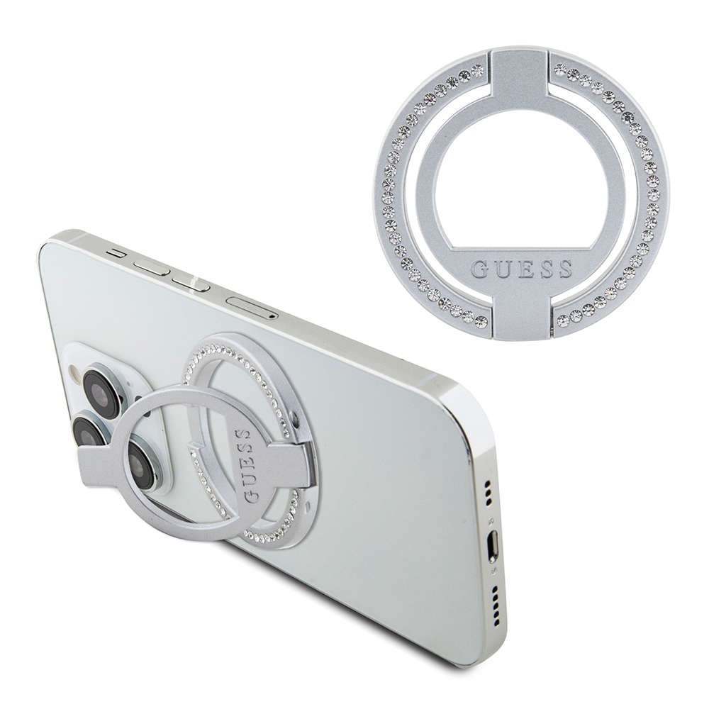 Pop Holder Δαχτυλίδι MagSafe GUMRSALDGS Μοντέρνο Για Smartphone Με Στρας Silver Guess
