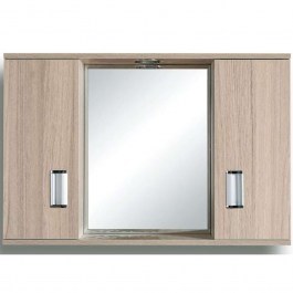 Καθρέπτης Μπάνιου Με Ντουλάπι Fino 48-0008 72x55x13,5cm Με Ένα Φως Zebra Gloria ZEBRANO