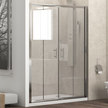 Wall To Wall Shower Enclosure With Sliding Door Flora 600 FLO600150 Cromo 6mm Clear-Chrome Karag